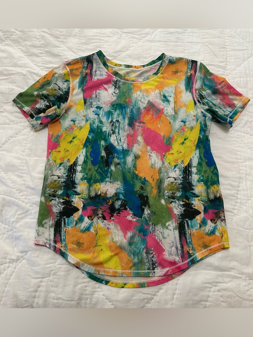 Lululemon high neck mesh running t-shirt top paint splatter women’s 2 festival